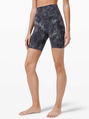 lululemon athletica High-Rise Gray Tie-Dye Bike Shorts
